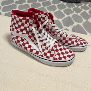 Vans Red and White Checkered High-Tops